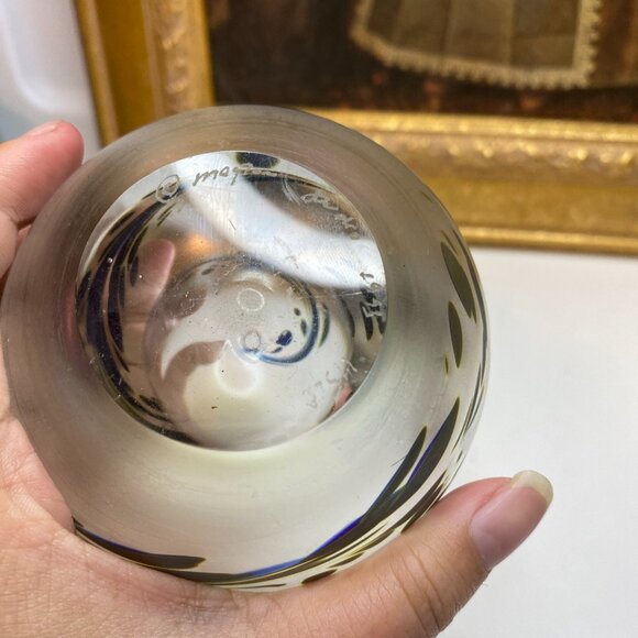 Signed Maytum Studio 90s Iridescent Art Glass Oil Lamp Globe Hand Blown - Picture 8 of 9